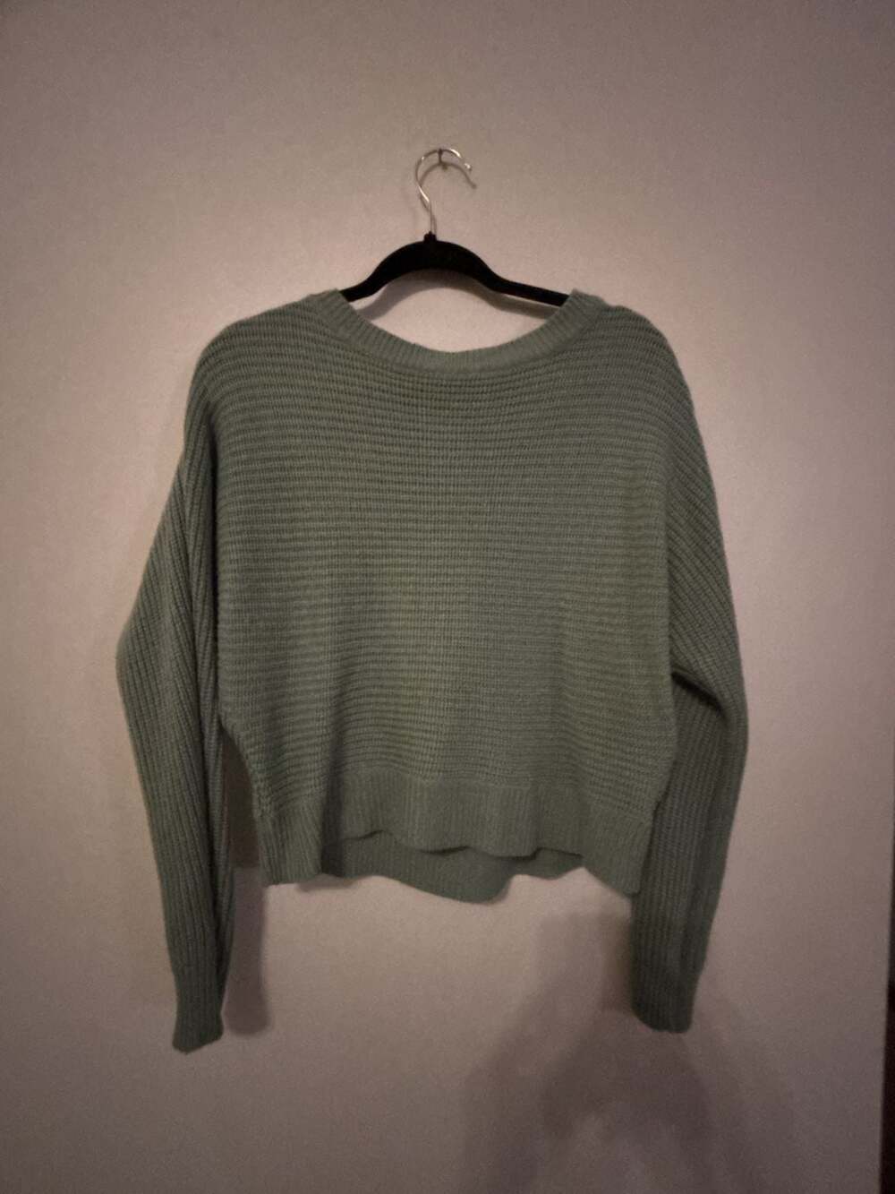 Love Change Italy Green Cropped Ribbed Button Front Sweater XS